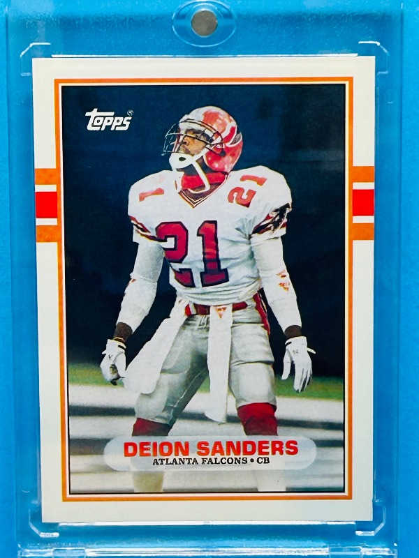 Photo 1 of 699478…Rookie Deion Sanders card 301  in hard plastic case