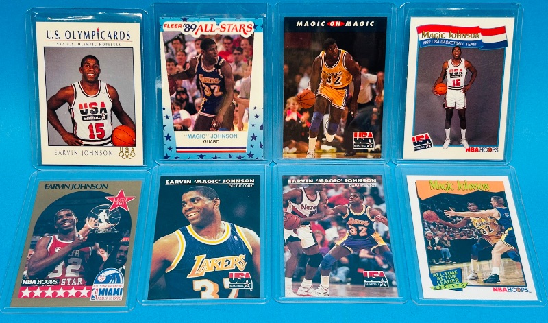 Photo 1 of 699485…8 Magic Johnson cards in hard plastic sleeves 