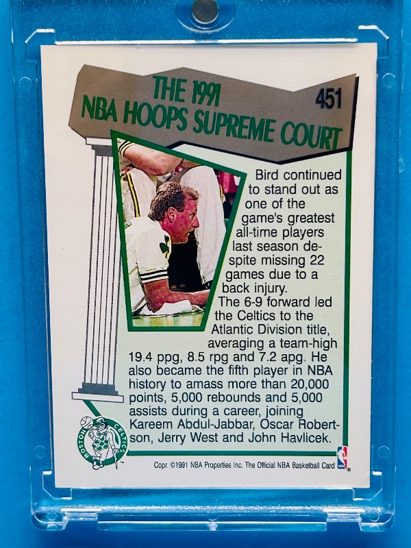 Photo 2 of 699486…Larry Bird card 451 in hard plastic case 