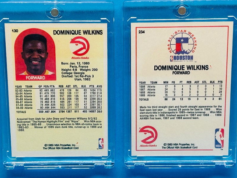 Photo 2 of 699487…2 Dominique Wilkins cards in hard plastic cases