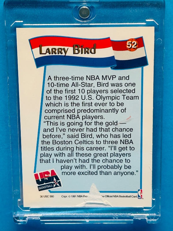 Photo 2 of 699488…Larry Bird card 52 in hard plastic case 