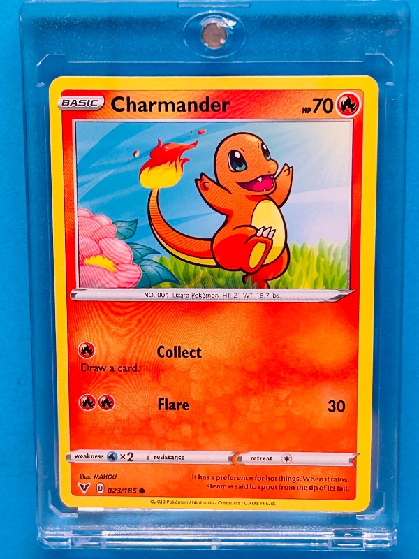 Photo 1 of 699489…Pokémon charmander card 023/185 in hard plastic case 