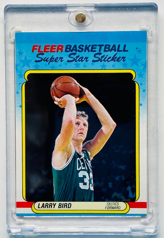 Photo 1 of 699492…Larry bird sticker card 2 in hard plastic case 