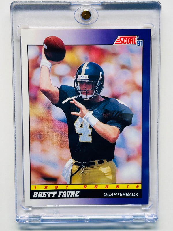 Photo 1 of 699504…Rookie Brett Favre card 611 in hard plastic case 