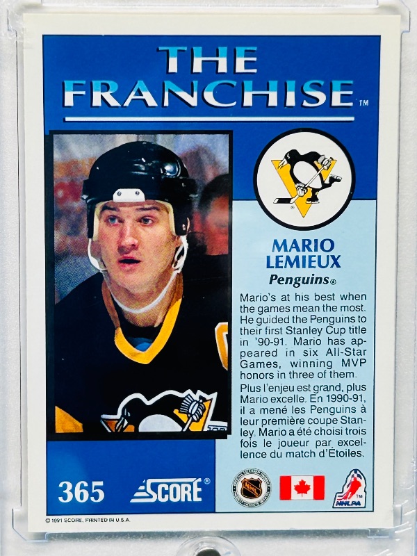 Photo 2 of 699510…Mario Lemieux card 365  in hard plastic case 