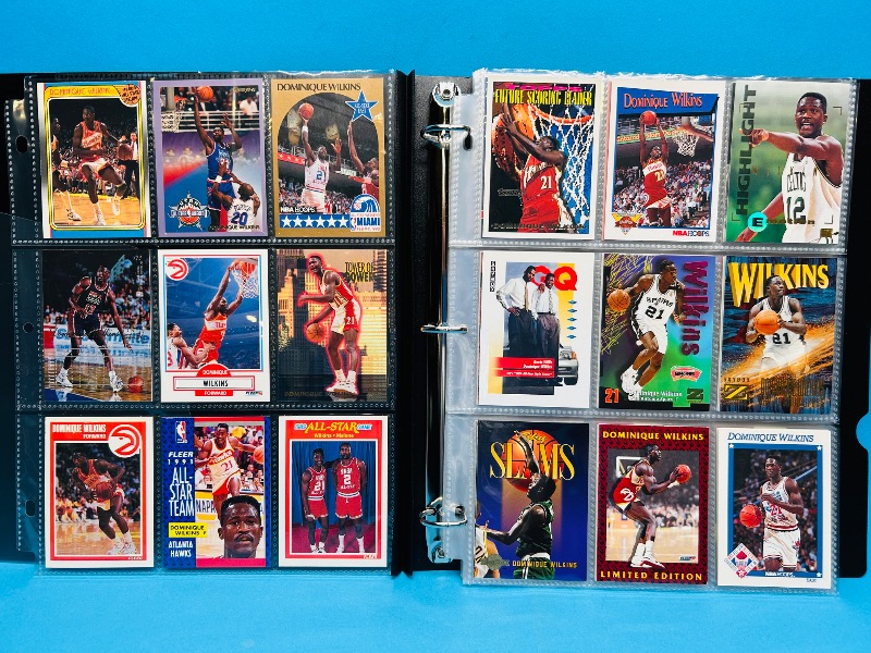 Photo 1 of 699525… final sale no returns/refunds -90 Dominique Wilkins cards in binder 