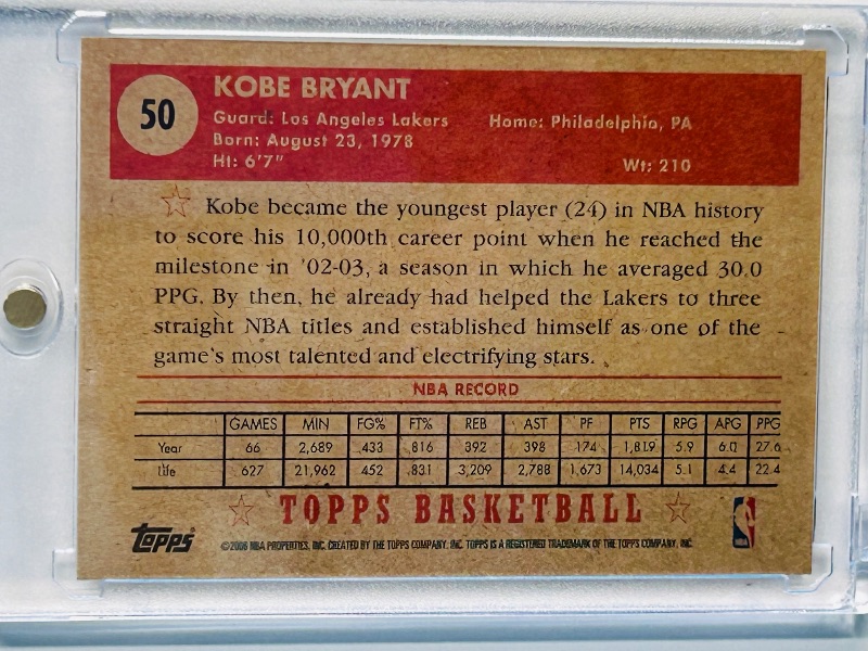 Photo 2 of 699531…Topps 1957 Style Kobe Bryant card 50 in hard plastic case 