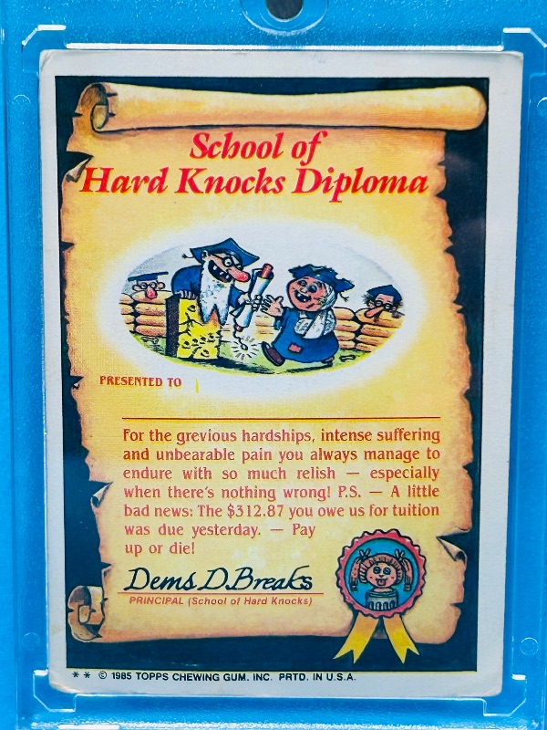 Photo 1 of 699535…vintage 1985 Garbage Pail Kids Fran Fran sticker card in hard plastic case 