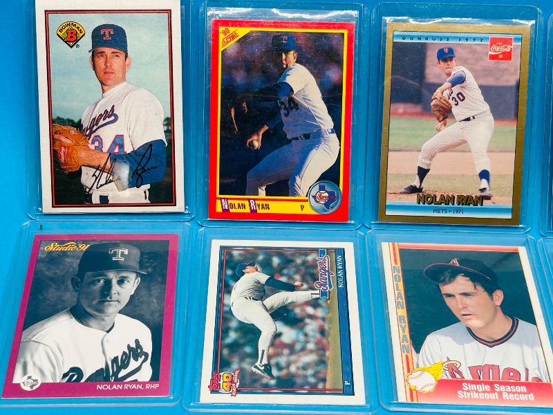 Photo 3 of 699536…10 Nolan Ryan cards in hard plastic sleeves 