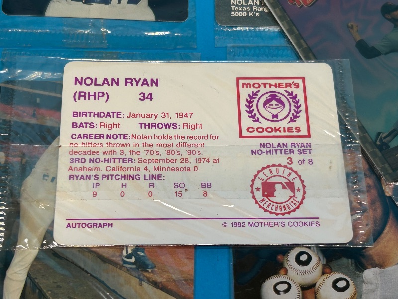 Photo 2 of 699539…9 sealed Nolan Ryan Mothers Cookies card packs 