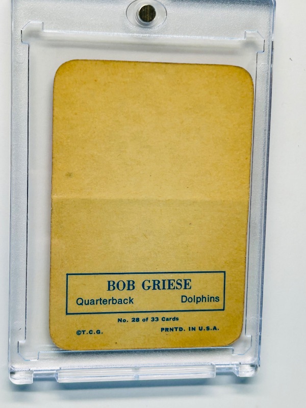 Photo 2 of 699543…vintage Bob Griese card 28 in hard plastic case 