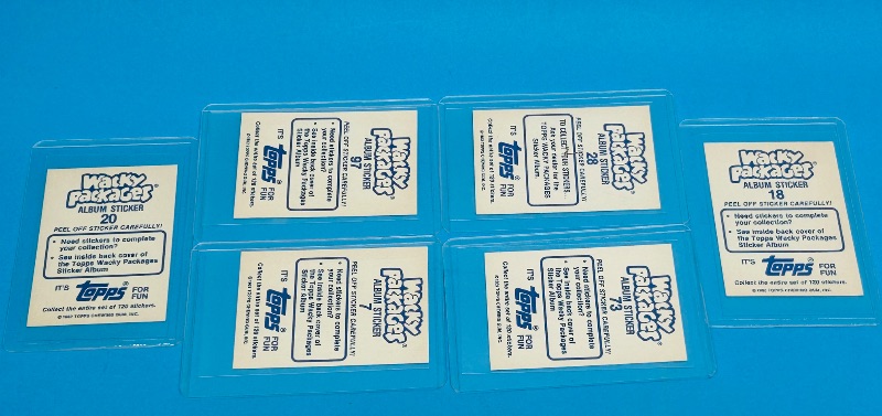 Photo 1 of 699550…6 vintage Topps  Wacky Packages stickers in plastic sleeves 