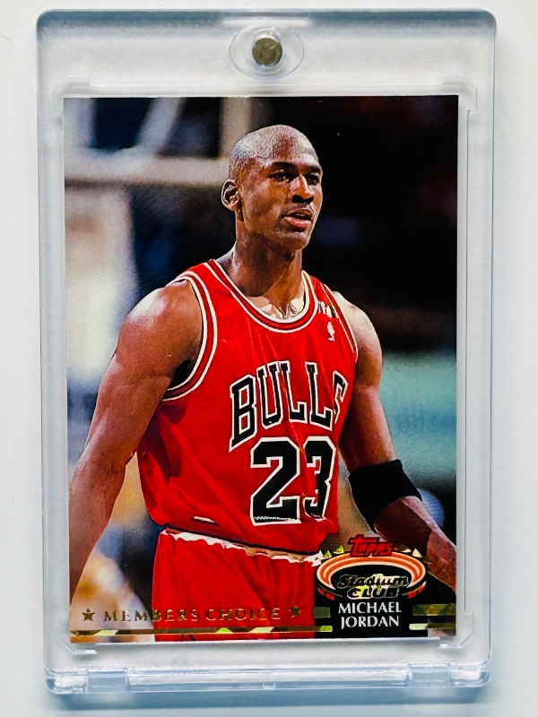 Photo 1 of 699559…Topps stadium club Michael Jordan card 210  in hard plastic case