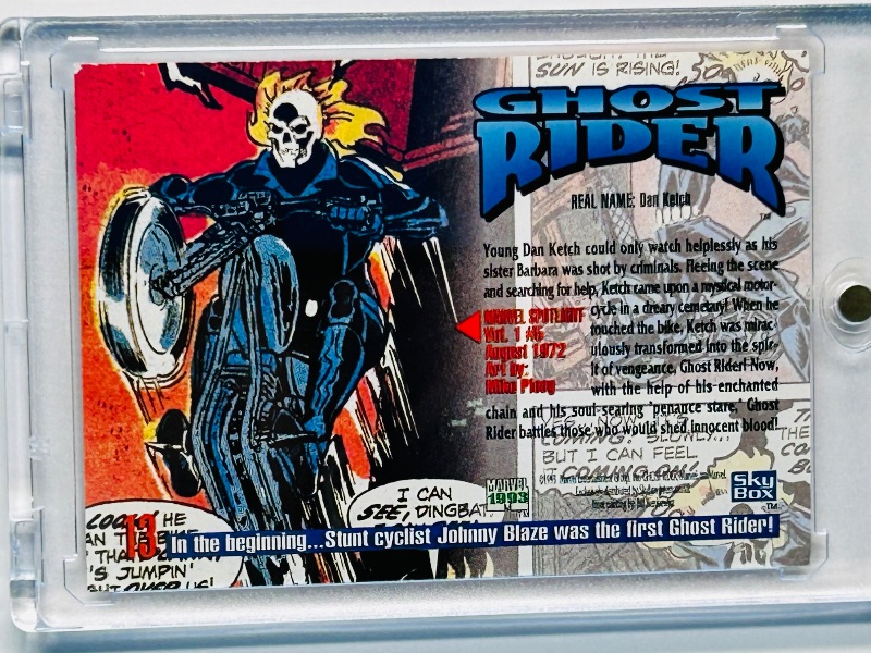 Photo 2 of 699562…1993 Marvel Ghost Rider card 13  in hard plastic case