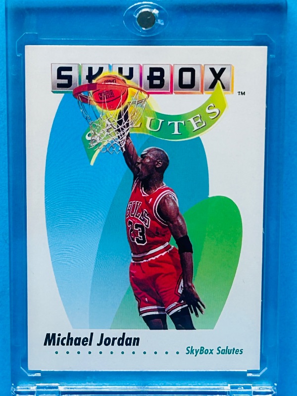 Photo 1 of 699563…Skybox salutes Michael Jordan card 572  in hard plastic case