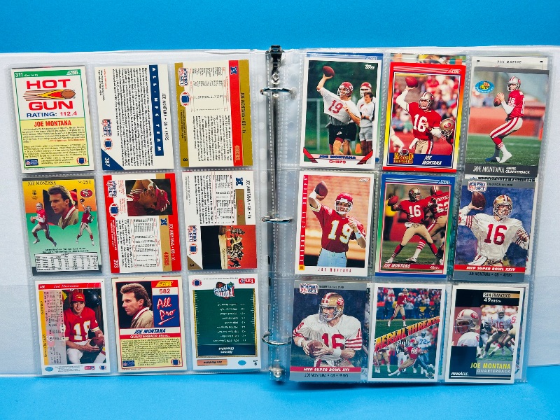 Photo 1 of 699575… final sale no returns/refunds-Joe Montana, dan Marino, Bob Griese, Deion sanders, and Emmitt Smith cards in binder