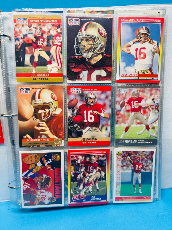 Photo 2 of 699575… final sale no returns/refunds-Joe Montana, dan Marino, Bob Griese, Deion sanders, and Emmitt Smith cards in binder