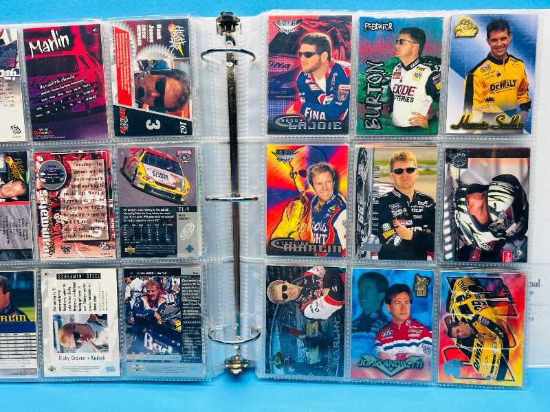 Photo 14 of 699581…  final sale no returns/refunds-180 mixed NASCAR cards in binder-many chrome and foil 