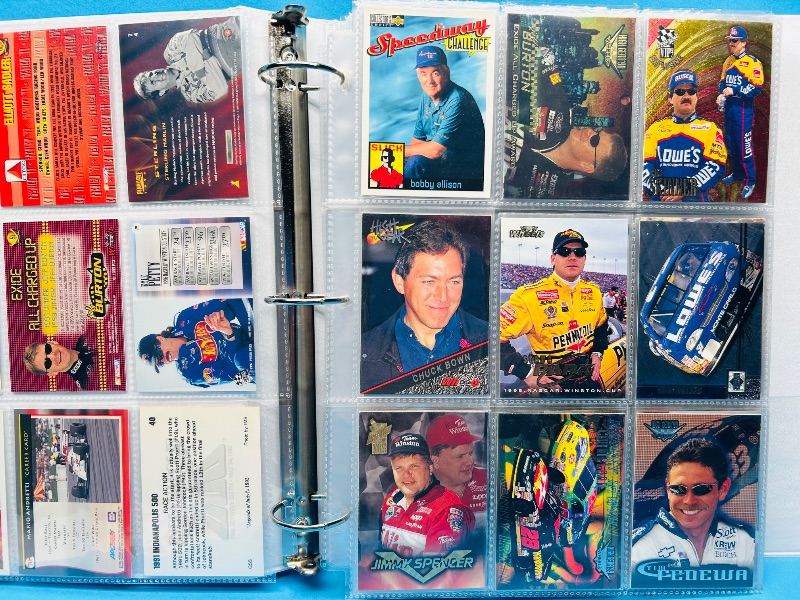 Photo 18 of 699581…  final sale no returns/refunds-180 mixed NASCAR cards in binder-many chrome and foil 