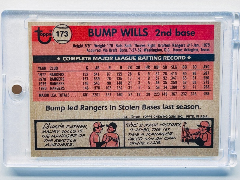 Photo 2 of 699592…vintage Bump Wills card 173 in hard plastic case