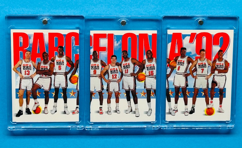 Photo 1 of 699594…3 Barcelona card set in hard plastic cases- Jordan, Bird, Pippen, Johnson 