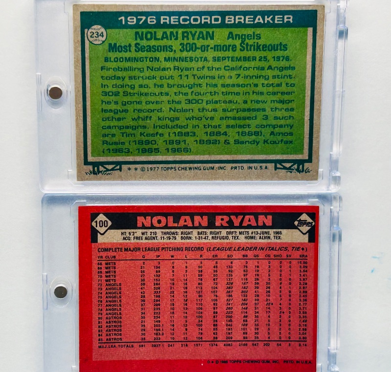 Photo 2 of 699596…2 Nolan Ryan cards in hard plastic cases