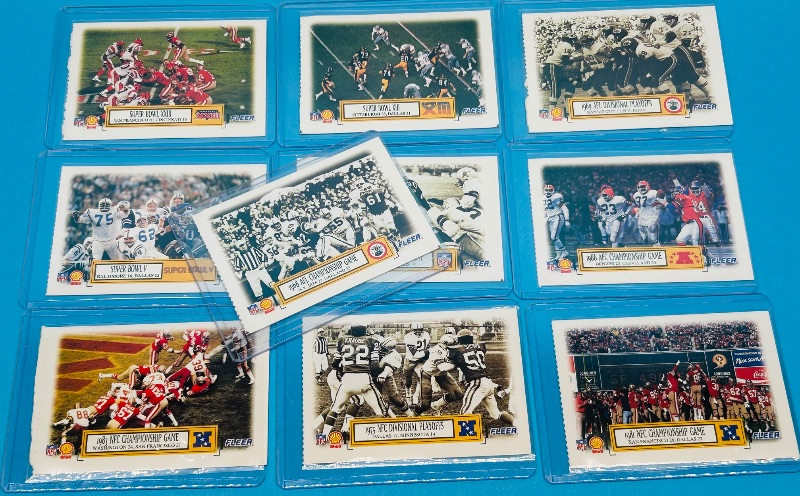 Photo 1 of 699599…Fleer NFL championship game card set 1-10 in hard plastic sleeves 