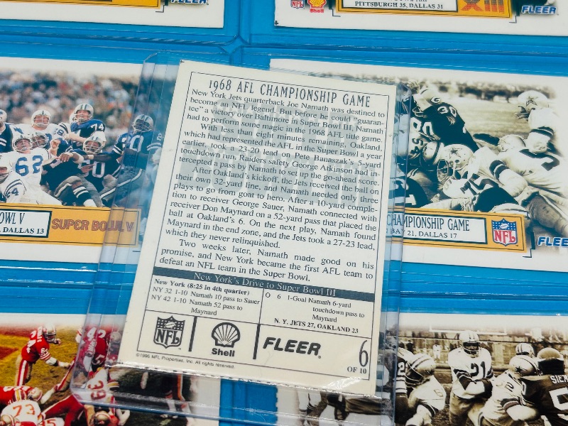 Photo 2 of 698600… Fleer NFL championship game card set 1-10 in hard plastic sleeves 