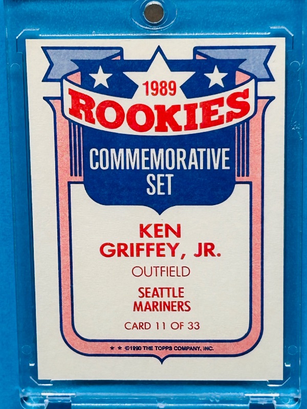 Photo 2 of 699601…Rookie Ken Griffey jr. 1989 card 11 in hard plastic case