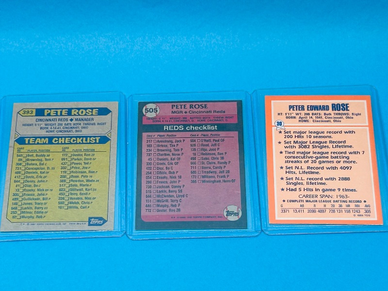 Photo 2 of 699606…3 Pete Rose cards in hard plastic sleeves 