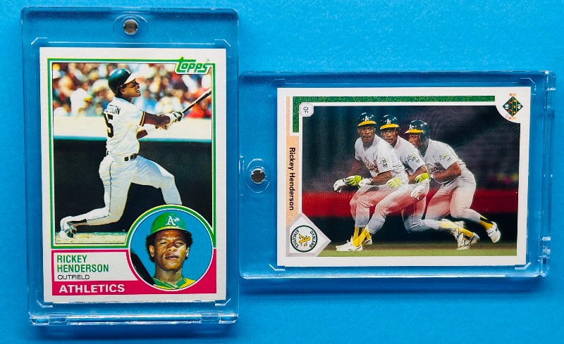 Photo 1 of 699609…2,Rickey Henderson cards in hard plastic cases