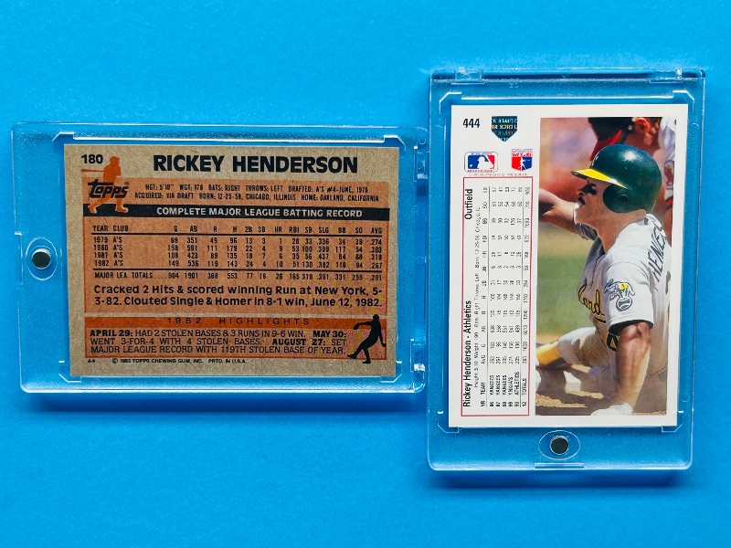 Photo 2 of 699609…2,Rickey Henderson cards in hard plastic cases