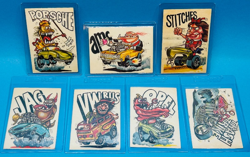 Photo 1 of 699610…7 vintage Donruss Odd Rods stickers in plastic sleeves 