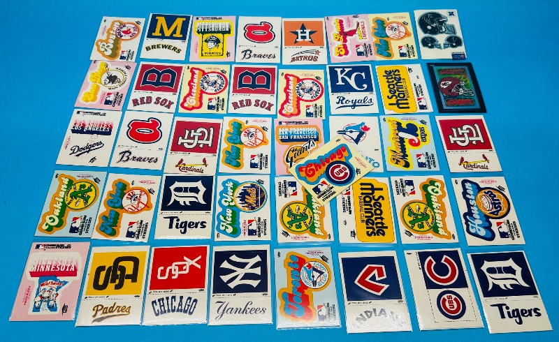 Photo 2 of 699617…vintage Fleer sports stickers in plastic sleeves 