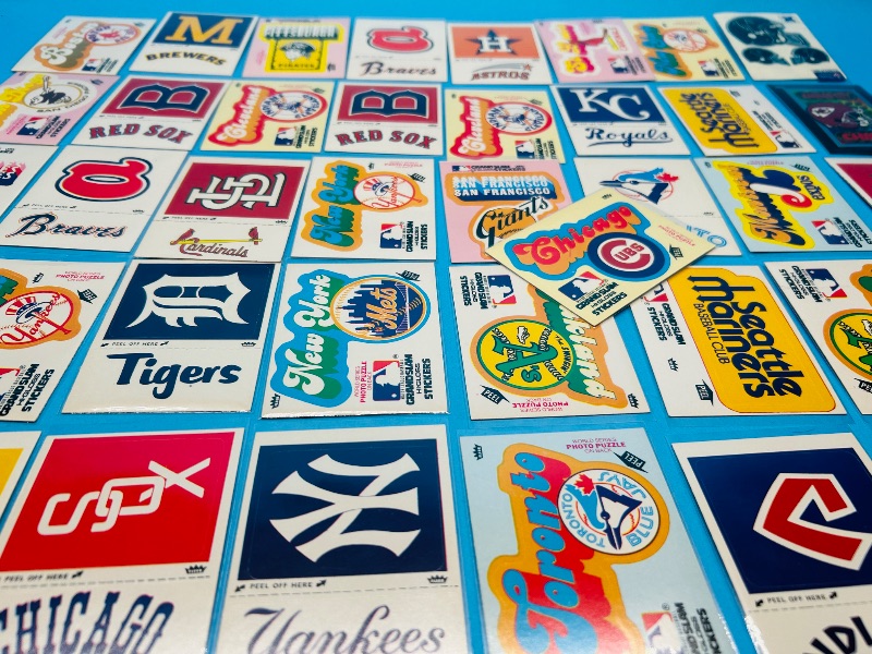 Photo 1 of 699617…vintage Fleer sports stickers in plastic sleeves 