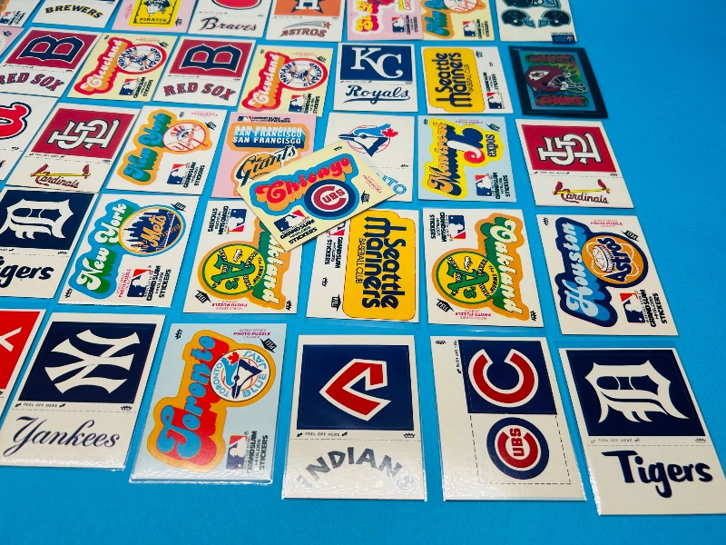 Photo 3 of 699617…vintage Fleer sports stickers in plastic sleeves 