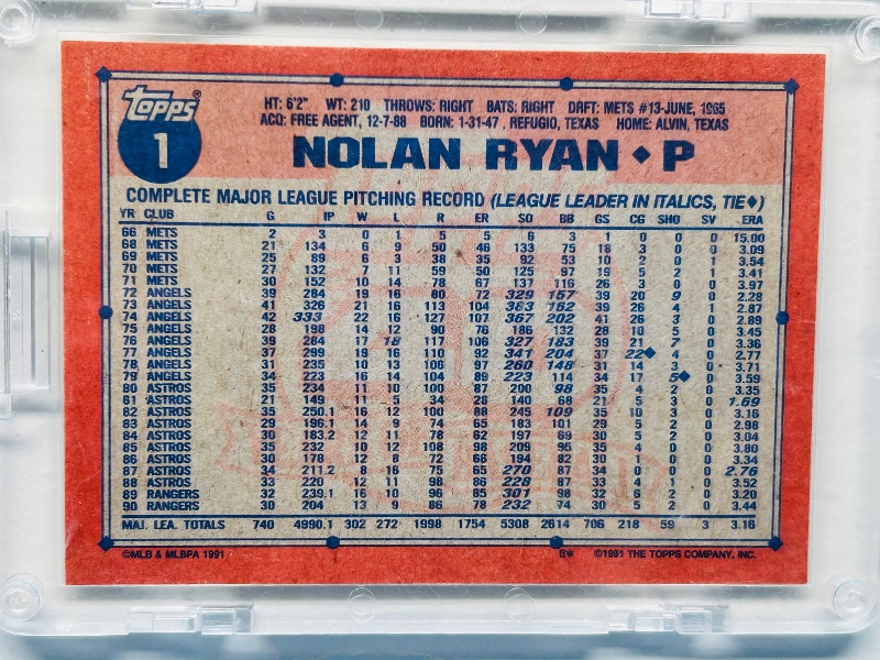 Photo 2 of 699634…operation desert shield Nolan Ryan card 1 in hard plastic case