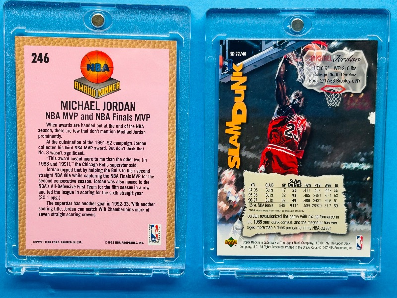 Photo 2 of 699636…2 Michael Jordan cards in hard plastic cases 