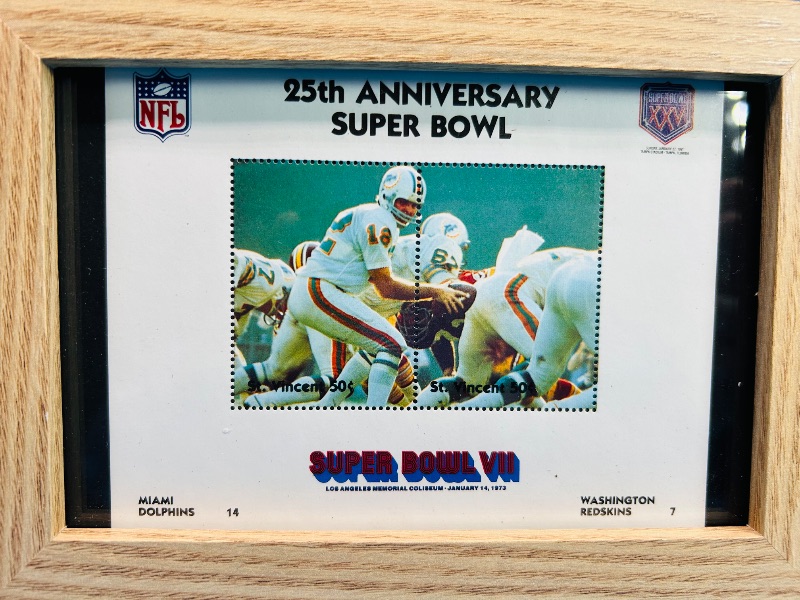 Photo 3 of 699639…2 framed jumbo 25th anniversary Super Bowl stamps 