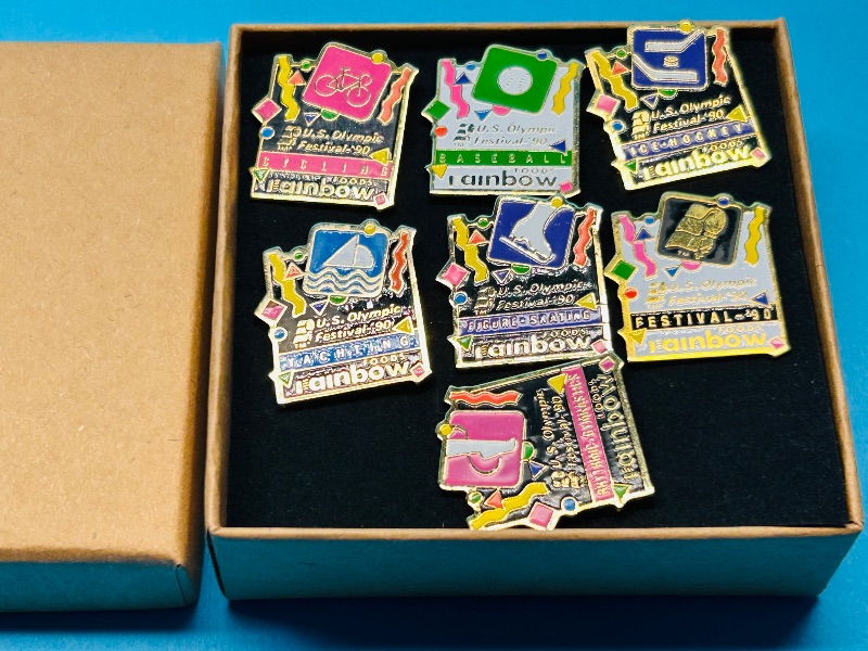 Photo 1 of 699650… vintage rainbow festival pins in gift box