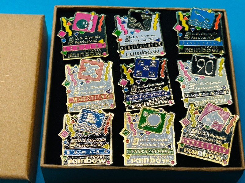 Photo 1 of 699653… vintage rainbow festival pins in gift box