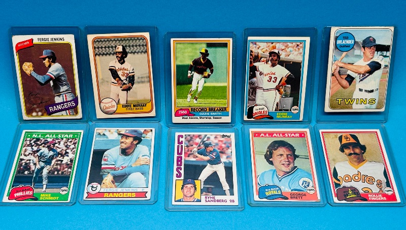 Photo 1 of 699656…10  vintage baseball cards in hard plastic sleeves 