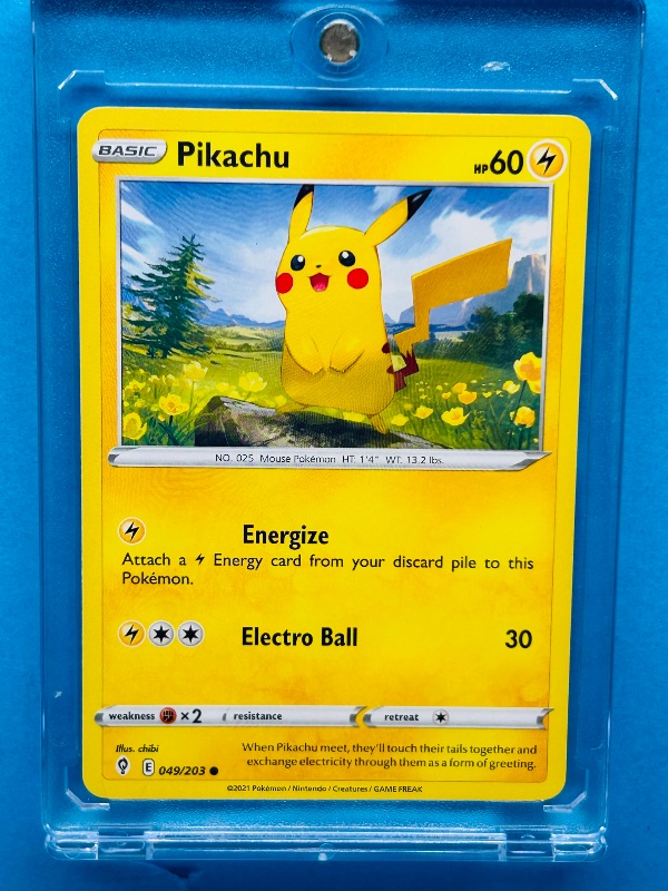 Photo 1 of 699663…Pokémon pikachu card 049/203  in hard plastic case 