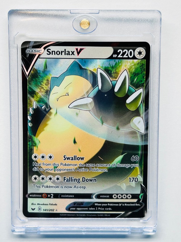 Photo 1 of 699664…Pokémon V holo card 141/202  in hard plastic case 