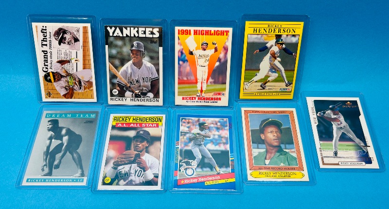 Photo 1 of 699668…Rickey Henderson cards in hard plastic sleeves 