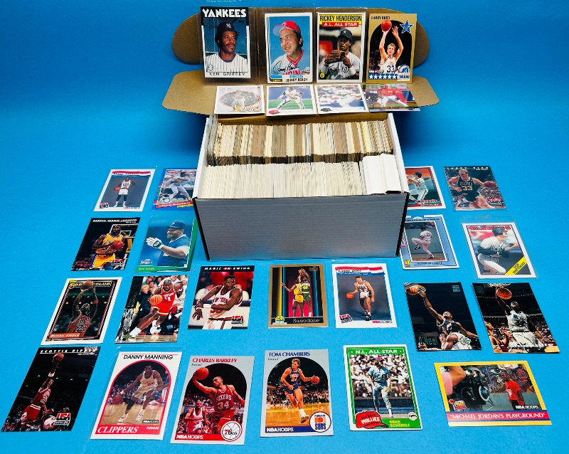 Photo 1 of 699670…1000+ mixed basketball and baseball cards in box