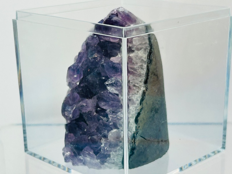 Photo 1 of 699696…  amethyst crystal rock  in 3x3” acrylic case