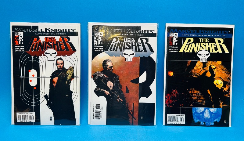 Photo 1 of 699745…3 punisher  comics in plastic sleeves #31,32,33