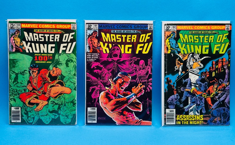 Photo 1 of 699761… 3 vintage master of kung fu comics in plastic sleeves 