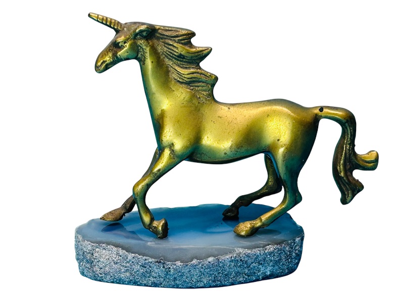 Photo 1 of 699794…5” solid brass horse figure on agate rock